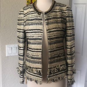 Size 8 Boston Proper Tweed Blazer with Detailing
